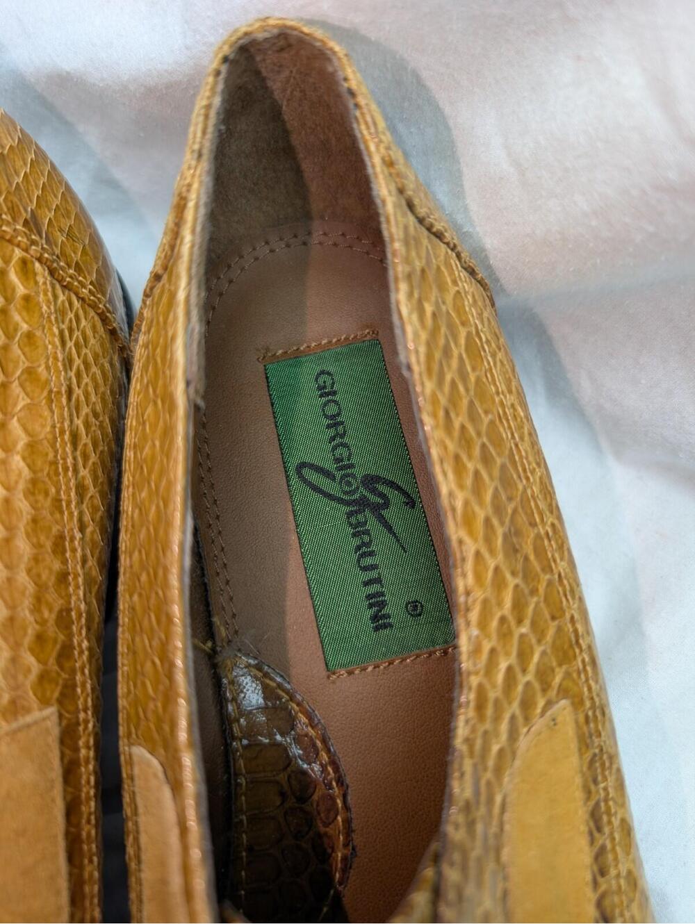 GIORGIO BRUTINI 10.5 M Gold Genuine Snake Skin Shoes Italian VINTAGE - Picture 3 of 12